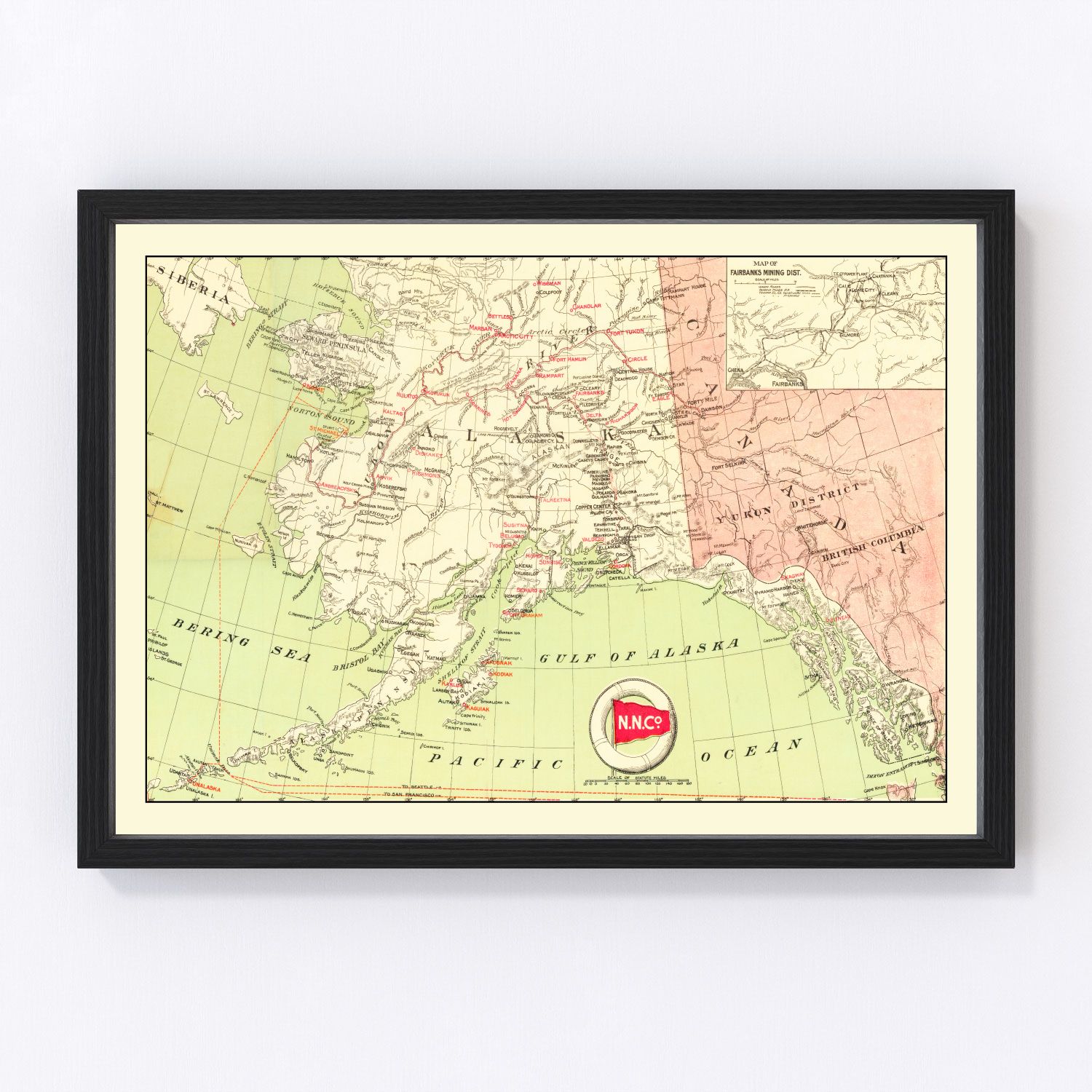 Vintage Map of Alaska Gold Fields 1910