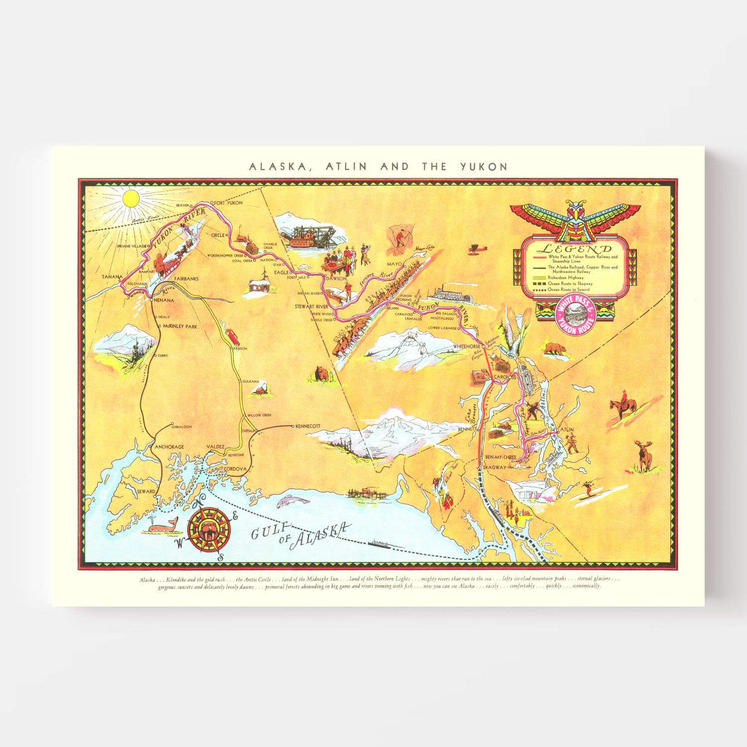 Vintage Map of Alaska 1930