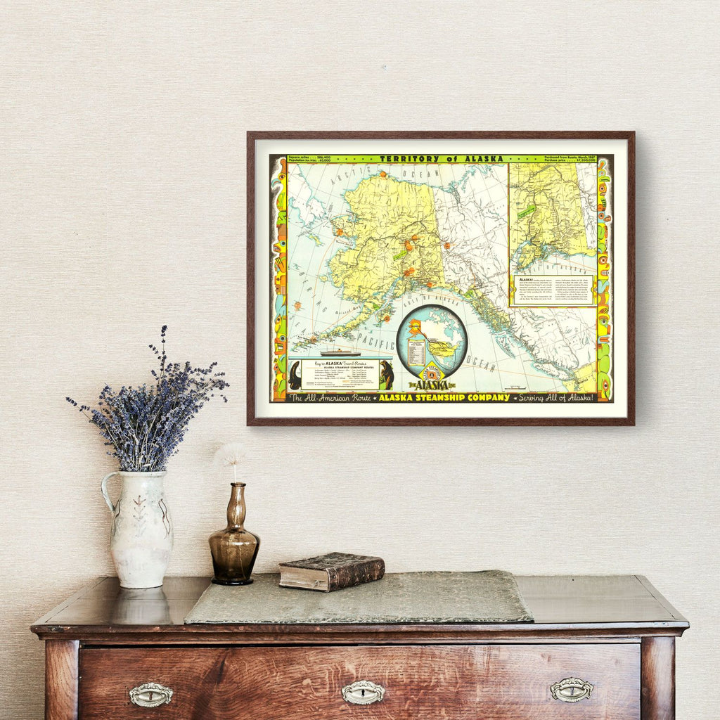 Vintage Map of Alaska 1936
