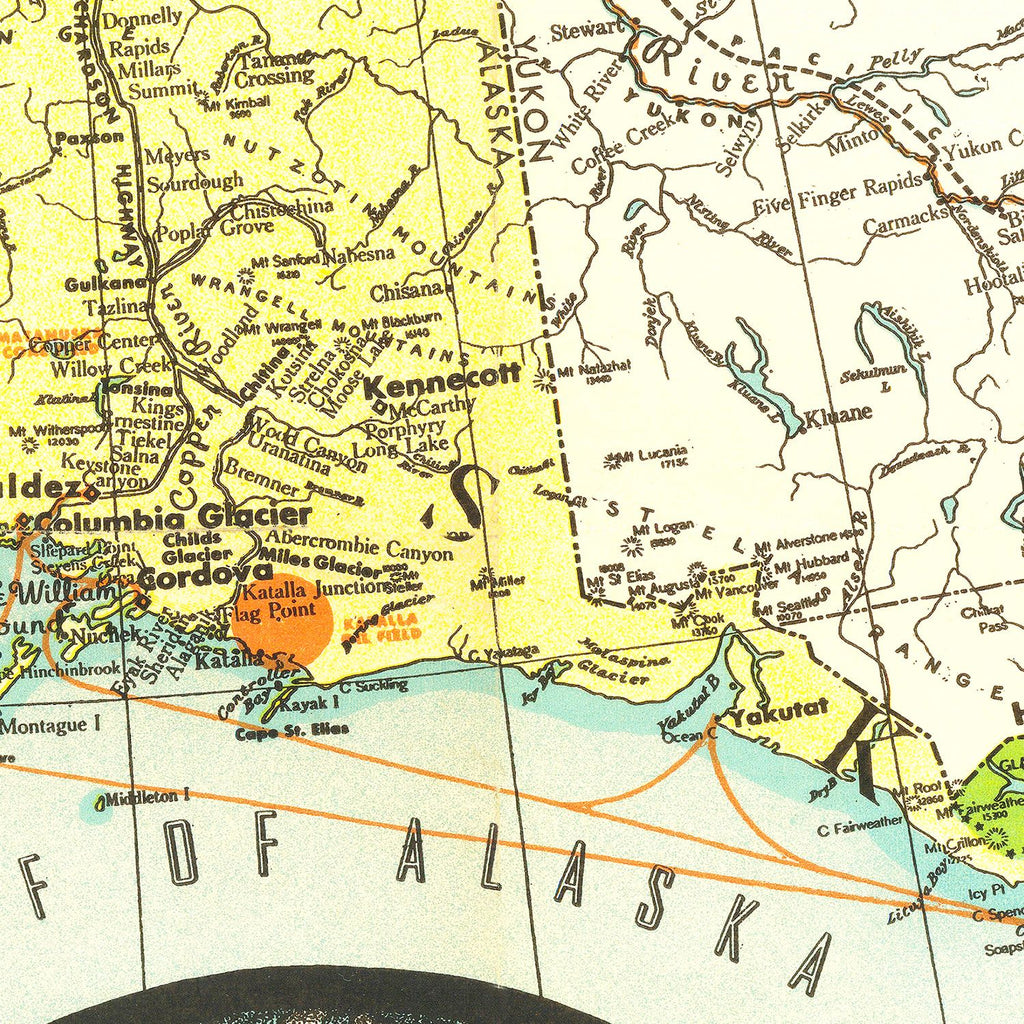 Vintage Map of Alaska 1936