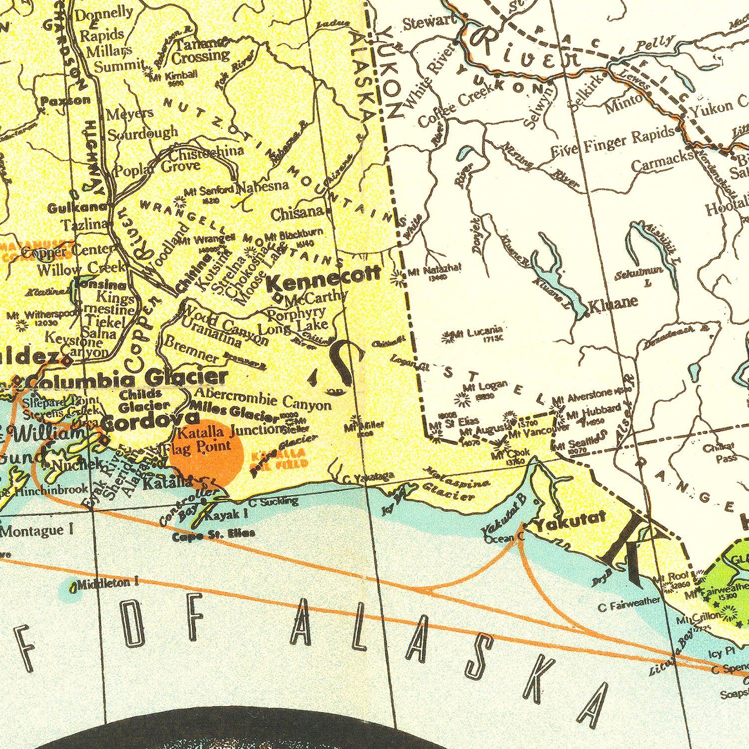 Vintage Map of Alaska 1936