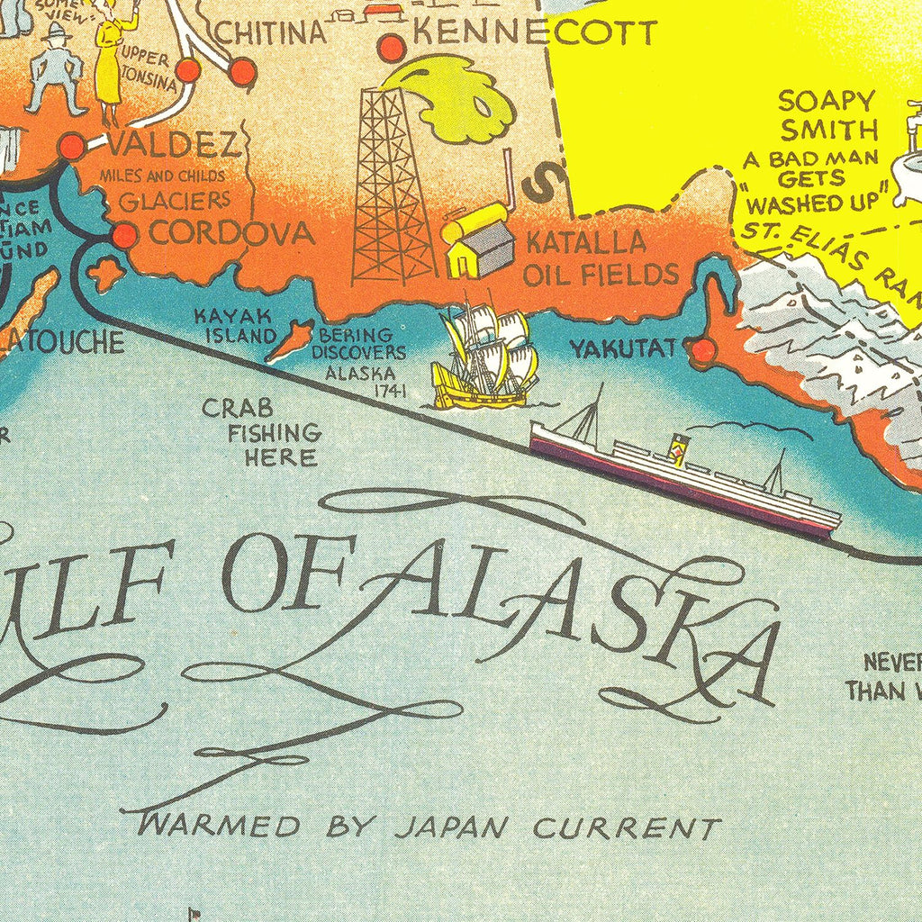 Vintage Map of Alaska 1939