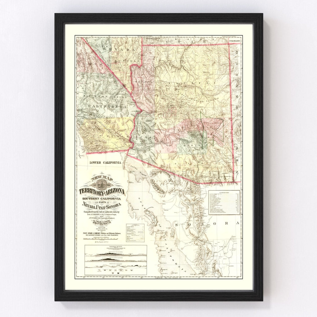 Vintage Map of Arizona 1877