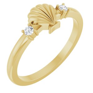 14K Yellow Gold .06 CTW Natural Diamond Seashell Ring