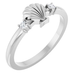 Sterling Silver .06 CTW Natural Diamond Seashell Ring