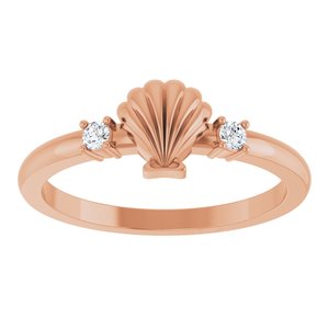 14K Rose Gold .06 CTW Natural Diamond Seashell Ring