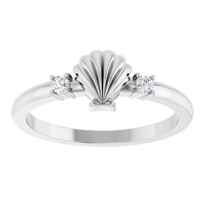 Platinum .06 CTW Natural Diamond Seashell Ring