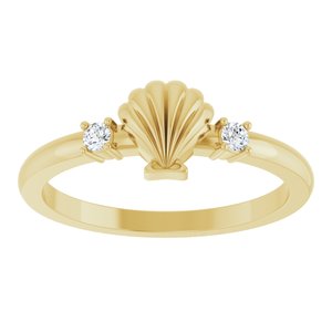14K Yellow Gold .06 CTW Natural Diamond Seashell Ring