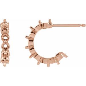 14K Rose Gold 2.2 mm Round 12.7 mm Hoop Earring Mounting