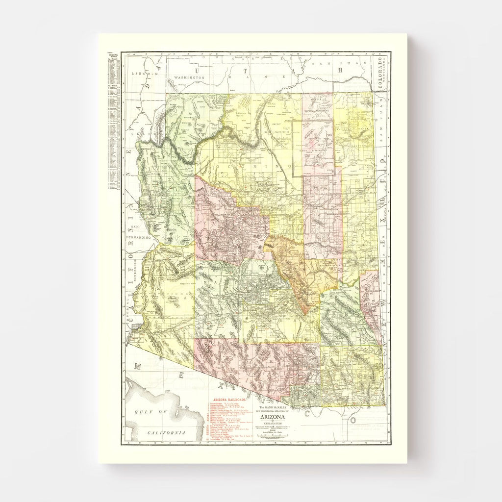 Vintage Map of Arizona 1915
