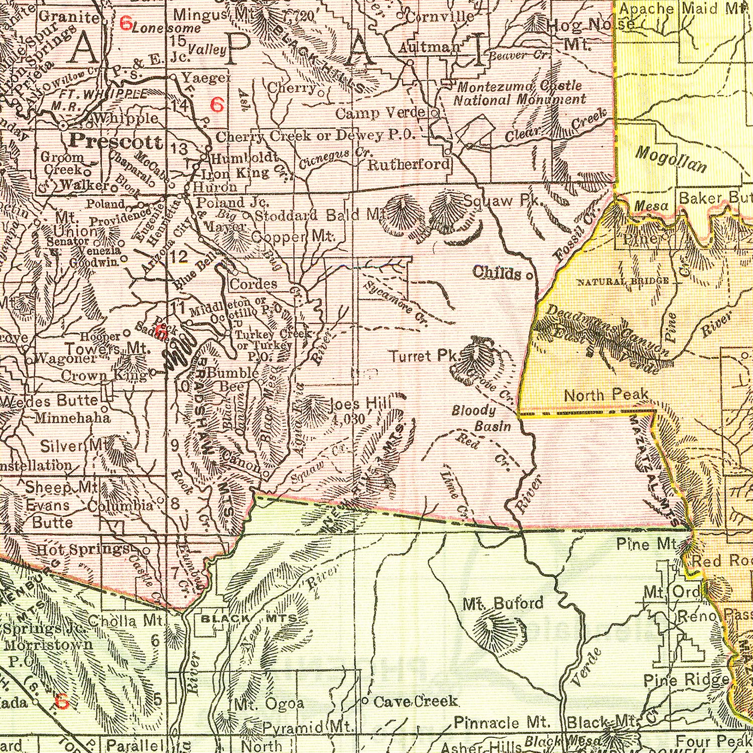 Vintage Map of Arizona 1915