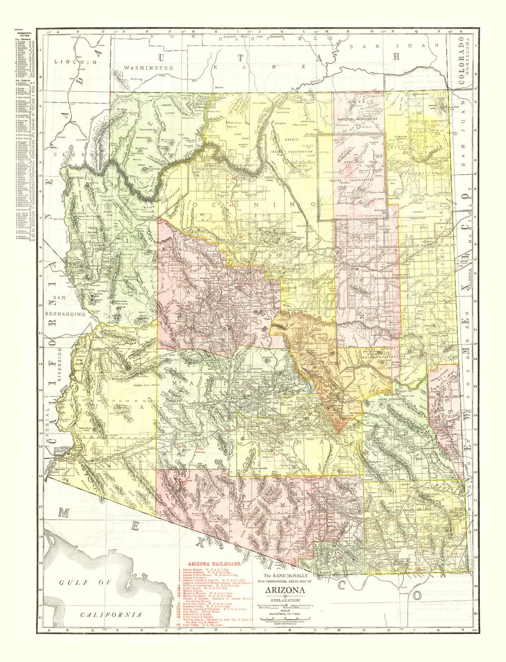 Vintage Map of Arizona 1915