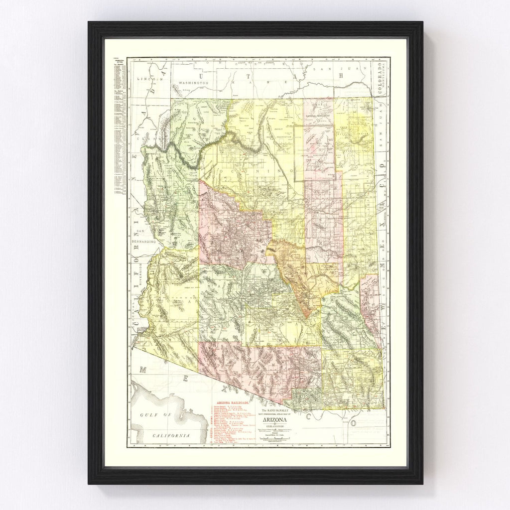 Vintage Map of Arizona 1915