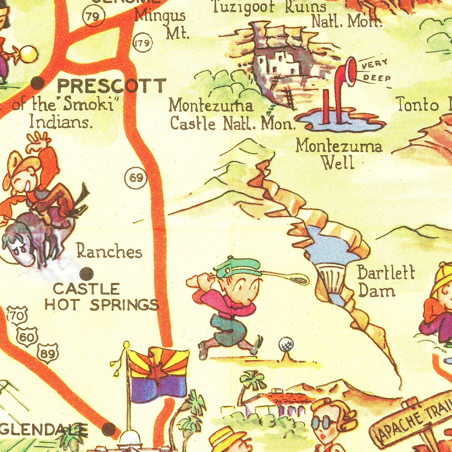 Vintage Pictorial Map of Arizona 1942