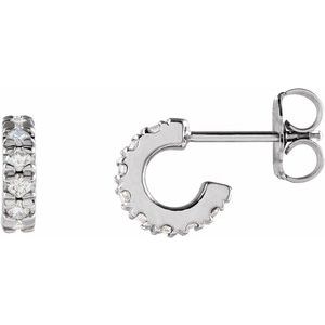 Platinum 1/4 CTW Natural Diamond French-Set Huggie Hoop Earrings