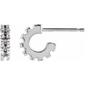 14K White Gold 1.7 mm Round French-Set 8 mm Huggie Hoop Earring Mounting