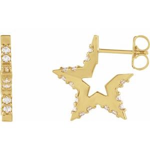 14K Rose Gold Star Hoop Earring Mounting