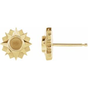 14K Yellow Gold 3.25 mm Round Sun Earring Mounting