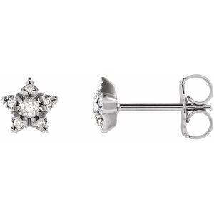 Platinum 1/10 CTW Natural Diamond Star Earrings