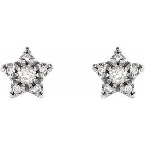 14K White Gold 1/10 CTW Natural Diamond Star Earrings – image 2