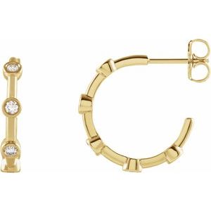 14K Yellow Gold 1/4 CTW Natural Diamond Bezel-Set Hoop Earrings