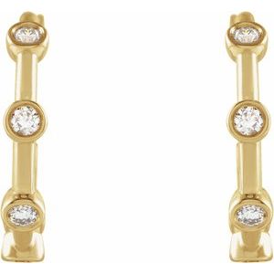 14K Yellow Gold 1/4 CTW Natural Diamond Bezel-Set Hoop Earrings – image 2
