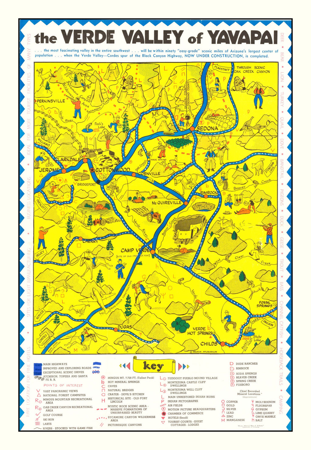 Vintage Verde Valley, AZ Map 1950