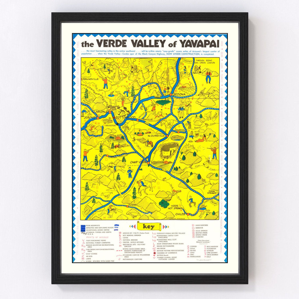 Vintage Verde Valley, AZ Map 1950