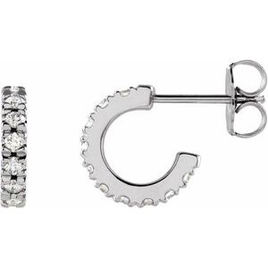 14K White Gold 1/3 CTW Natural Diamond French-Set 10 mm Huggie Hoop Earrings
