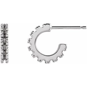 10K White Gold 1.7 mm Round French-Set 10 mm Huggie Hoop Earring Mounting