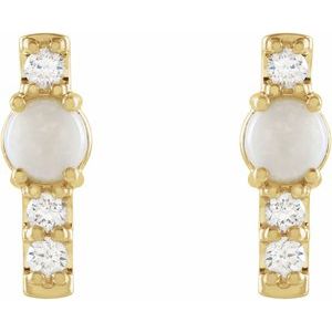14K Yellow Gold Natural Ethiopian Opal & 1/5 CTW Natural Diamond Bar Earrings – image 2