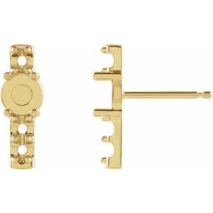 14K Yellow Gold 4 mm Round Cabochon Bar Earring Mounting