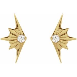 14K Yellow Gold .03 CTW Natural Diamond Starburst Earrings – image 2