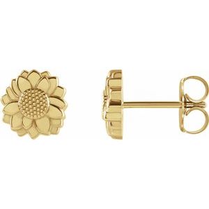 14K Yellow Tiny Sunflower Earrings