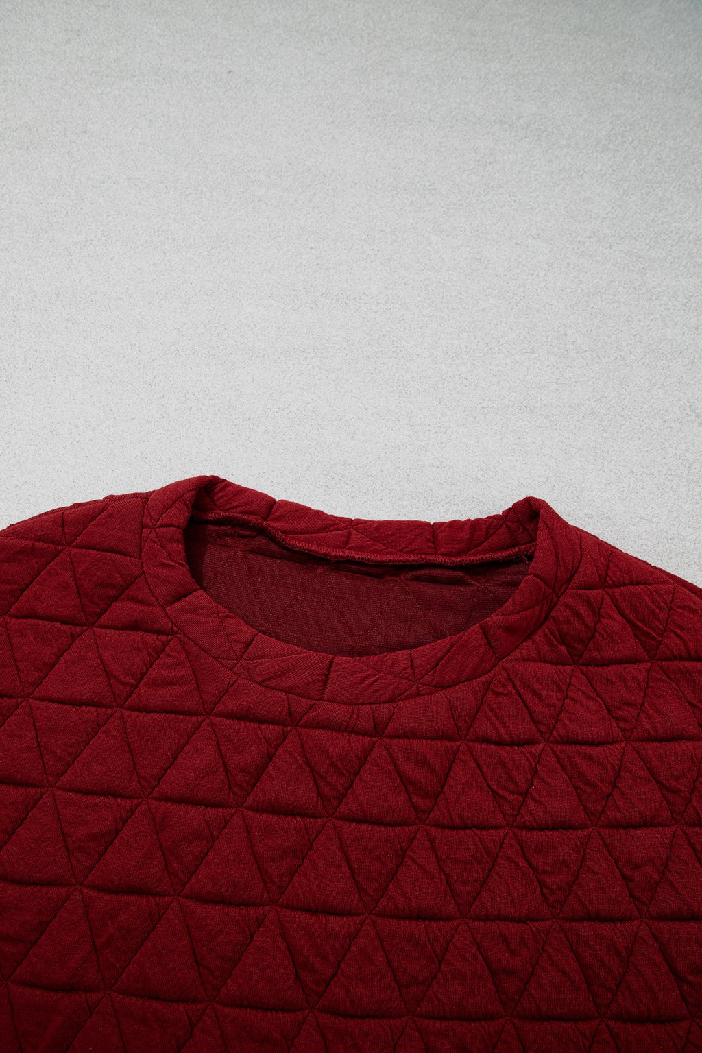 Plus Size Solid Quilted 3/4 Puff Sleeve Blouse