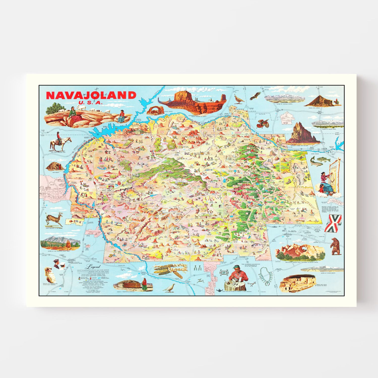 Vintage Map of Navajo Land 1960
