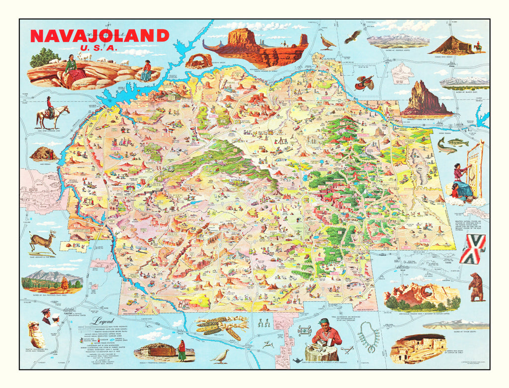 Vintage Map of Navajo Land 1960