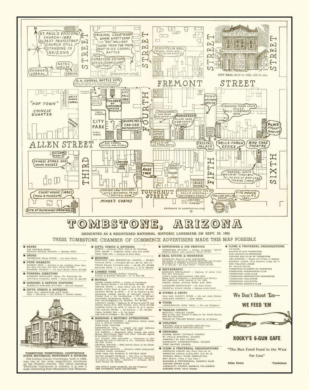 Vintage Map of Tombstone, Arizona 1962