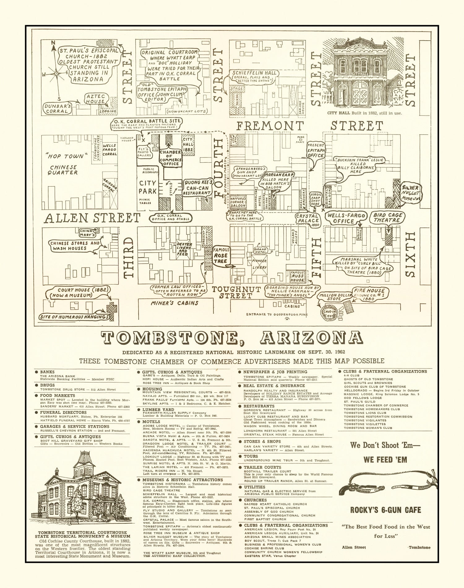 Vintage Map of Tombstone, Arizona 1962