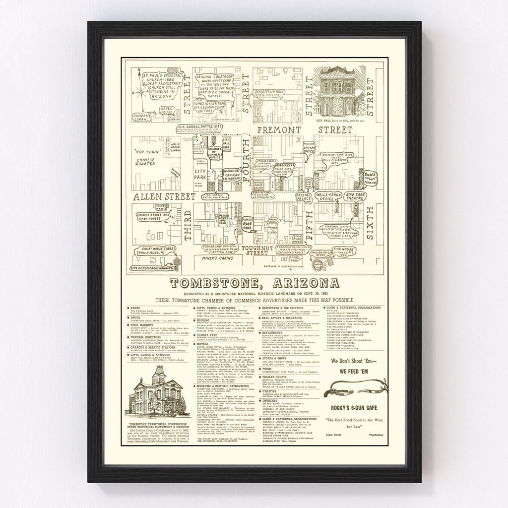Vintage Map of Tombstone, Arizona 1962