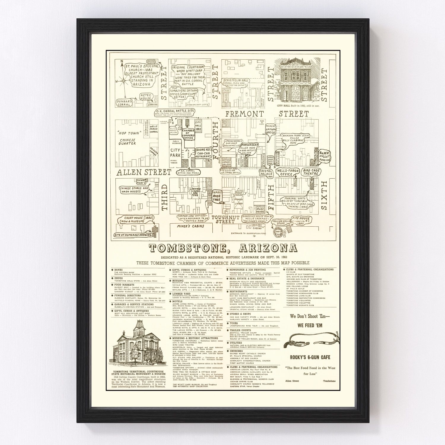 Vintage Map of Tombstone, Arizona 1962