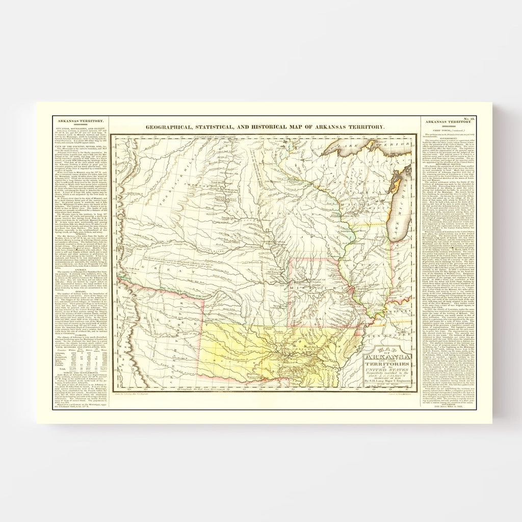 Vintage Map of Arkansas 1822