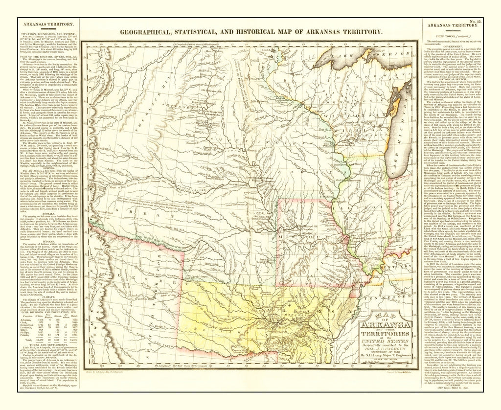 Vintage Map of Arkansas 1822