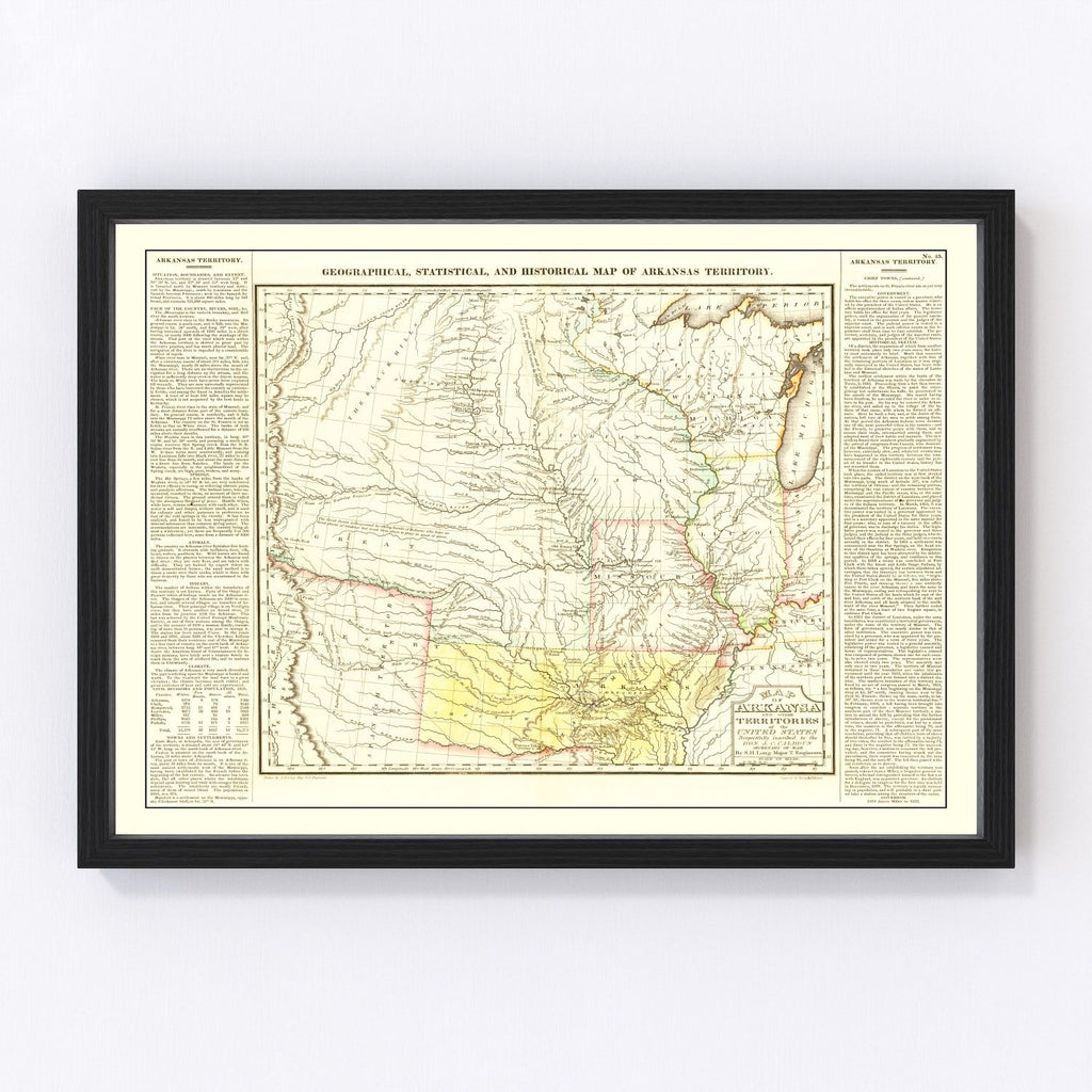Vintage Map of Arkansas 1822