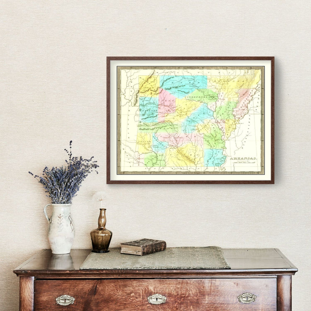 Vintage Map of Arkansas 1836
