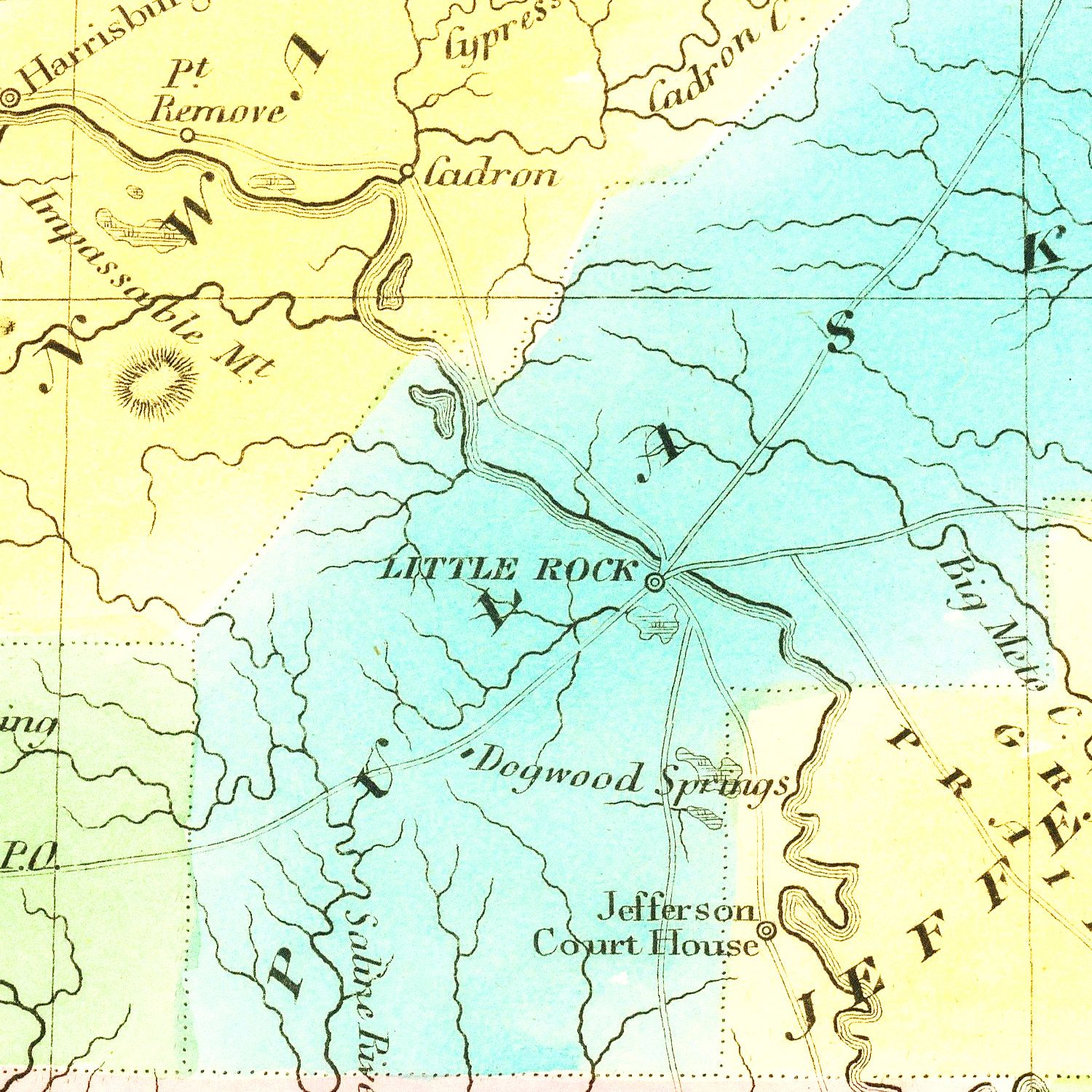 Vintage Map of Arkansas 1836