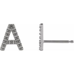 14K White Gold Single Initial A Earring Mounting