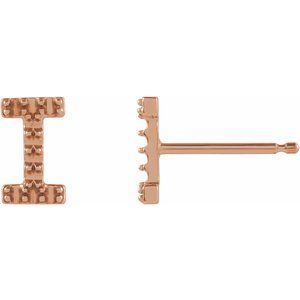 14K Rose Gold Single Initial I Earring Mounting