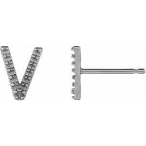 Platinum Single Initial V Earring Mounting
