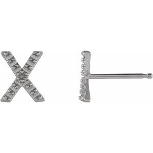 Platinum Single Initial X Earring Mounting